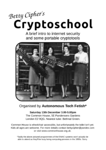 Betty Cipher's Cryptoschool flyer